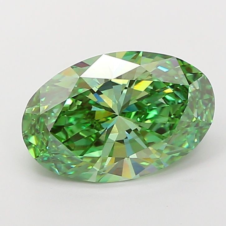 Loose Diamond - OVAL 5.01ct Fancy Vivid Green VS2: Loose Diamond - OVAL 5.01ct Fancy Vivid Green VS2 Source: This is a real non-mined Diamond that has been grown in a lab Shape: OVAL Carats: 5.01 Color: Fancy Vivid Green Certification: IGI Video: