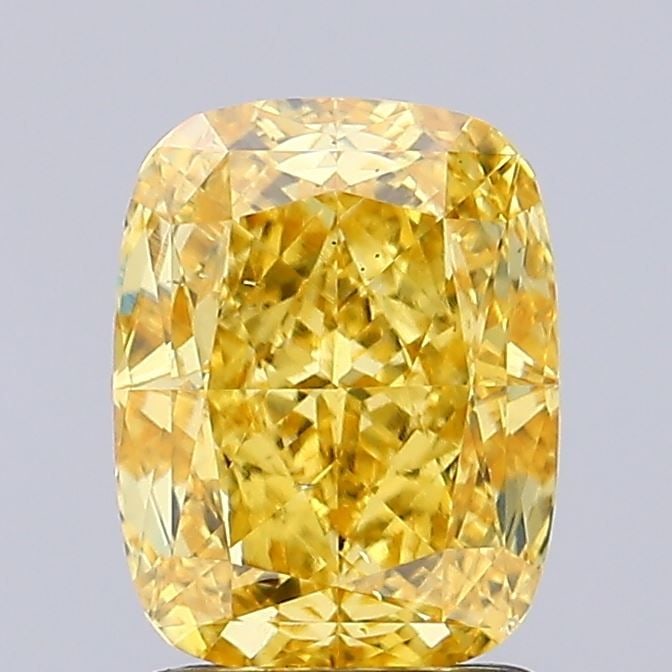 Loose Diamond - CUSHION MODIFIED 2.05ct Fancy Vivid Yellow VS2: Loose Diamond - CUSHION MODIFIED 2.05ct Fancy Vivid Yellow VS2 Source: This is a real non-mined Diamond that has been grown in a lab Shape: CUSHION MODIFIED Carats: 2.05 Color: Fancy Vivid Yellow Cert
