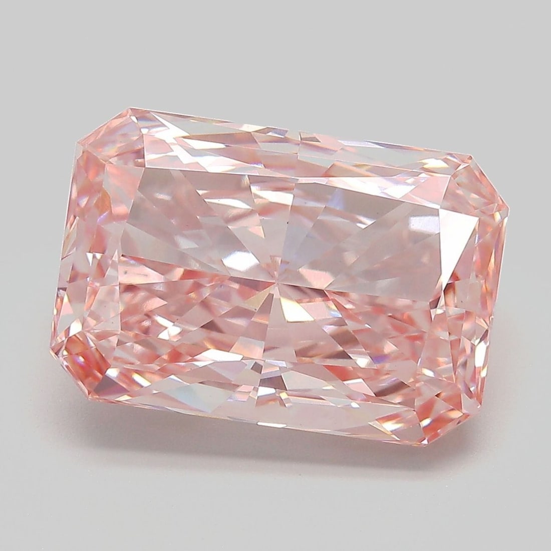Loose Diamond - RADIANT 8.58ct Fancy Intense Pink VS1: Loose Diamond - RADIANT 8.58ct Fancy Intense Pink VS1 Source: This is a real non-mined Diamond that has been grown in a lab Shape: RADIANT Carats: 8.58 Color: Fancy Intense Pink Certification: IGI The