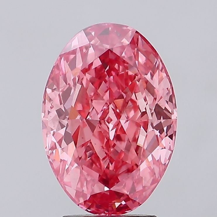 Loose Diamond - OVAL 4.1ct Fancy Vivid Pink VS1: Loose Diamond - OVAL 4.1ct Fancy Vivid Pink VS1 Source: This is a real non-mined Diamond that has been grown in a lab Shape: OVAL Carats: 4.1 Color: Fancy Vivid Pink Certification: IGI Video: