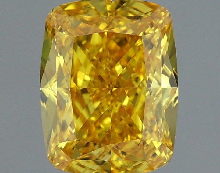 Loose Diamond - CUSHION MODIFIED 1.57ct Fancy Vivid Yellow VS1: Loose Diamond - CUSHION MODIFIED 1.57ct Fancy Vivid Yellow VS1 Source: This is a real non-mined Diamond that has been grown in a lab Shape: CUSHION MODIFIED Carats: 1.57 Color: Fancy Vivid Yellow Cert