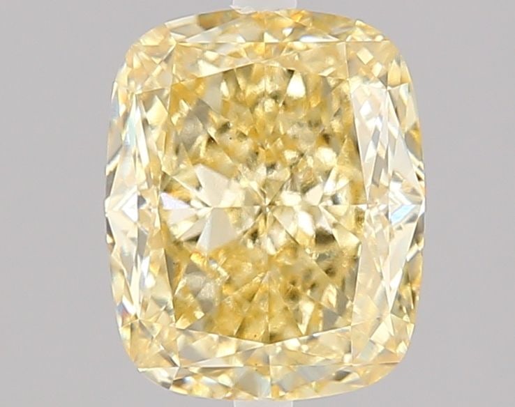 Loose Diamond - CUSHION MODIFIED 2.1ct Fancy Intense Yellow VS1: Loose Diamond - CUSHION MODIFIED 2.1ct Fancy Intense Yellow VS1 Source: This is a real non-mined Diamond that has been grown in a lab Shape: CUSHION MODIFIED Carats: 2.1 Color: Fancy Intense Yellow Ce