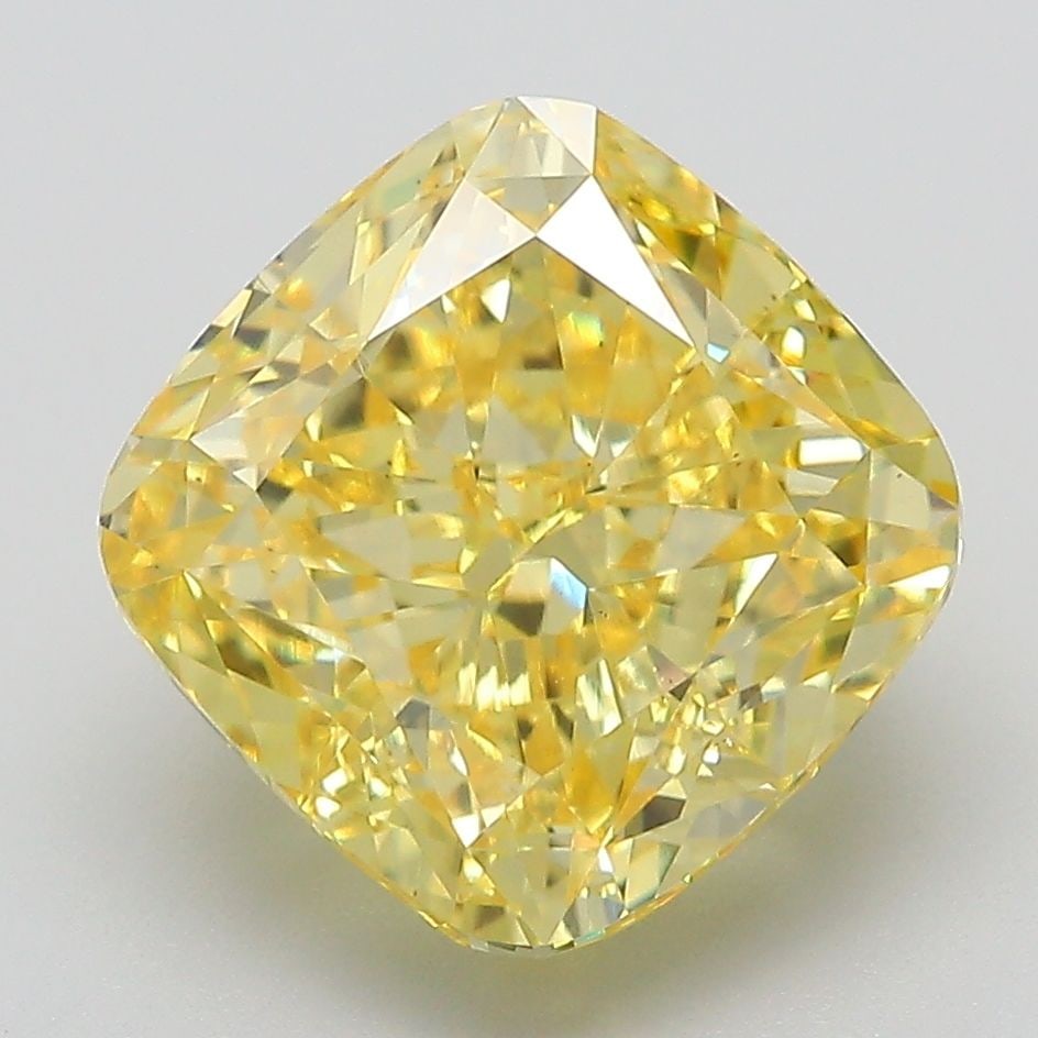 Loose Diamond - CUSHION MODIFIED 5.37ct Fancy Vivid Yellow VS1: Loose Diamond - CUSHION MODIFIED 5.37ct Fancy Vivid Yellow VS1 Source: This is a real non-mined Diamond that has been grown in a lab Shape: CUSHION MODIFIED Carats: 5.37 Color: Fancy Vivid Yellow Cert