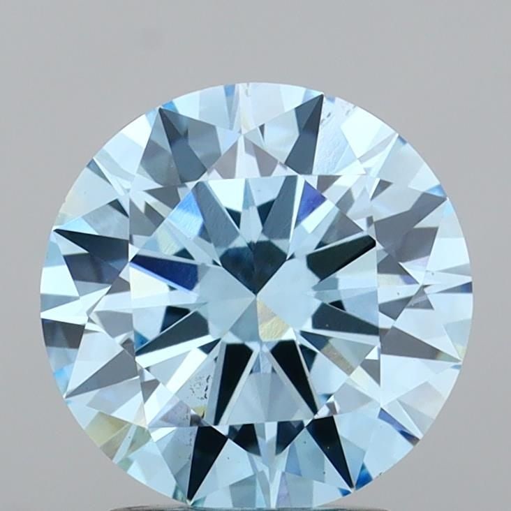 Loose Diamond - ROUND 2.06ct Fancy Vivid Blue VVS2: Loose Diamond - ROUND 2.06ct Fancy Vivid Blue VVS2 Source: This is a real non-mined Diamond that has been grown in a lab Shape: ROUND Carats: 2.06 Color: Fancy Vivid Blue Certification: IGI Video: