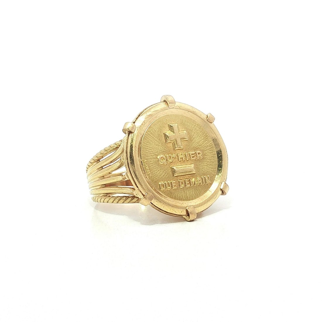 A. Augis Qu'hier Que Demain 18k Yellow Gold Women's Signet Ring (1 of 12)