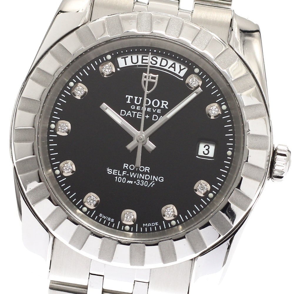 TUDOR Classic Date-Day Ref 23010 Mens Automatic Steel Wristwatch: TUDOR Classic Date-Day Ref 23010 Mens Automatic Steel Wristwatch TUDOR Classic Date-Day men's wristwatch with automatic movement and a black dial. This watch features a stainless steel case and stainl