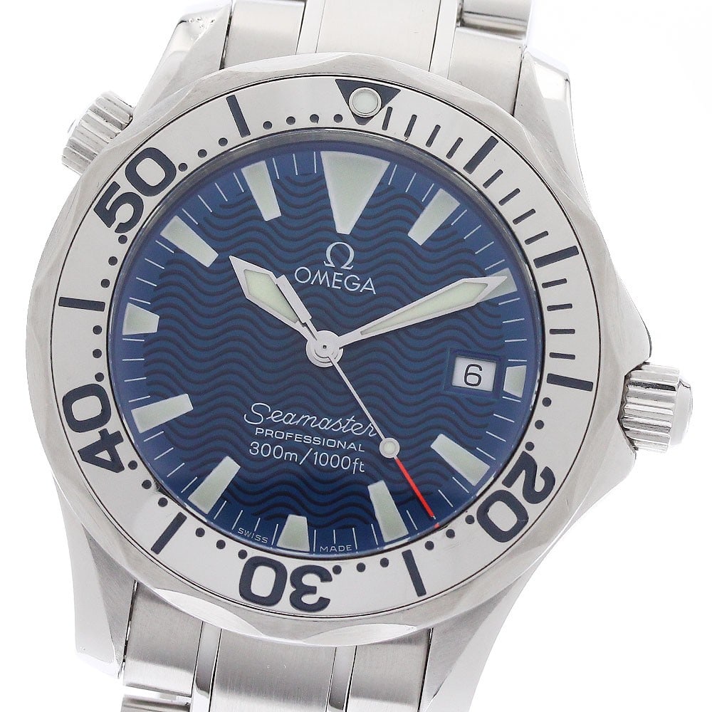 Omega Seamaster 300 Ref 2263.80 Blue Dial Quartz Watch: Omega Seamaster 300 Ref 2263.80 Blue Dial Quartz Watch OMEGA Seamaster 300 quartz wristwatch with a blue dial, stainless steel case and stainless steel bracelet. This unisex watch features a date disp