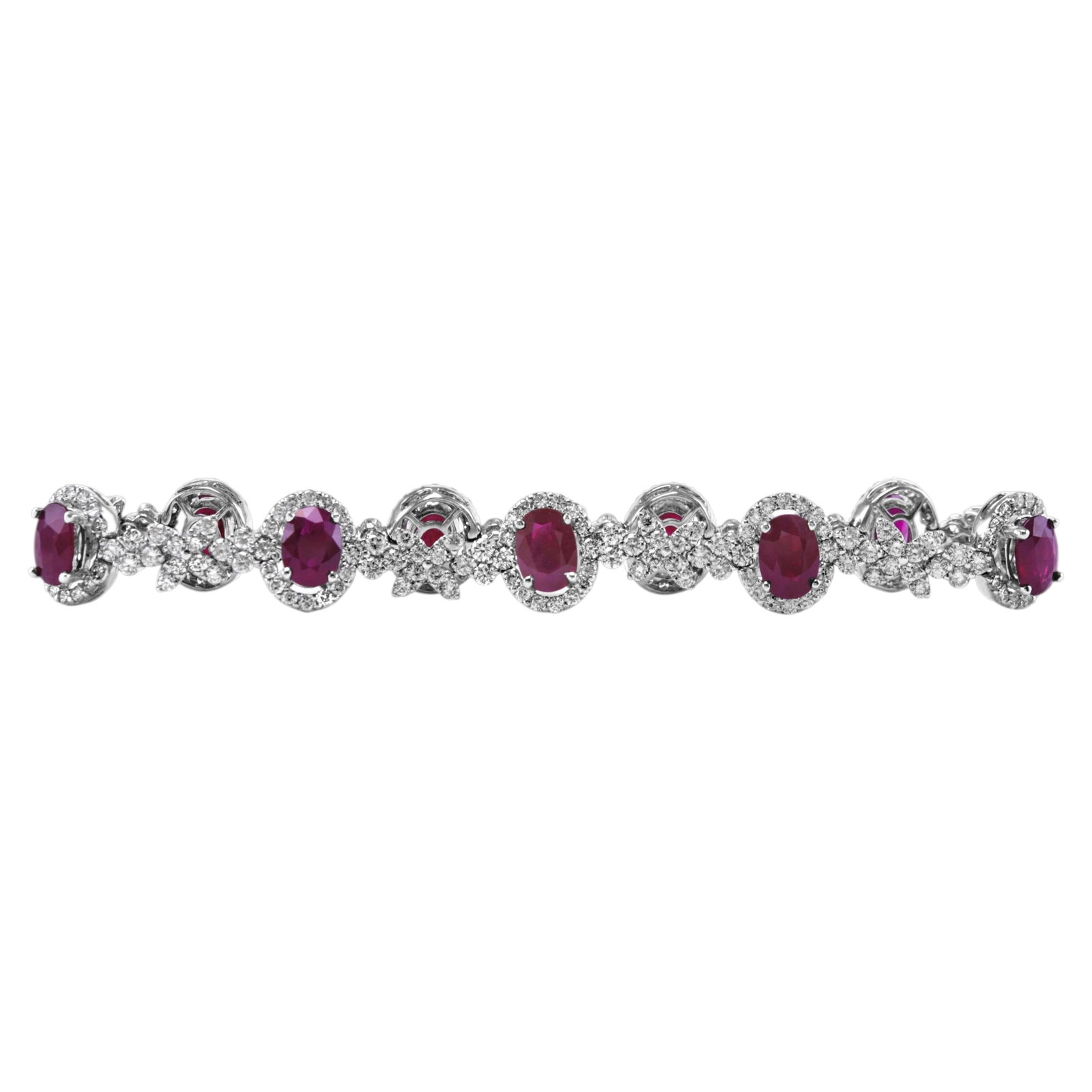 18k White Gold Ruby Diamond Bracelet 7.25 in (1 of 4)
