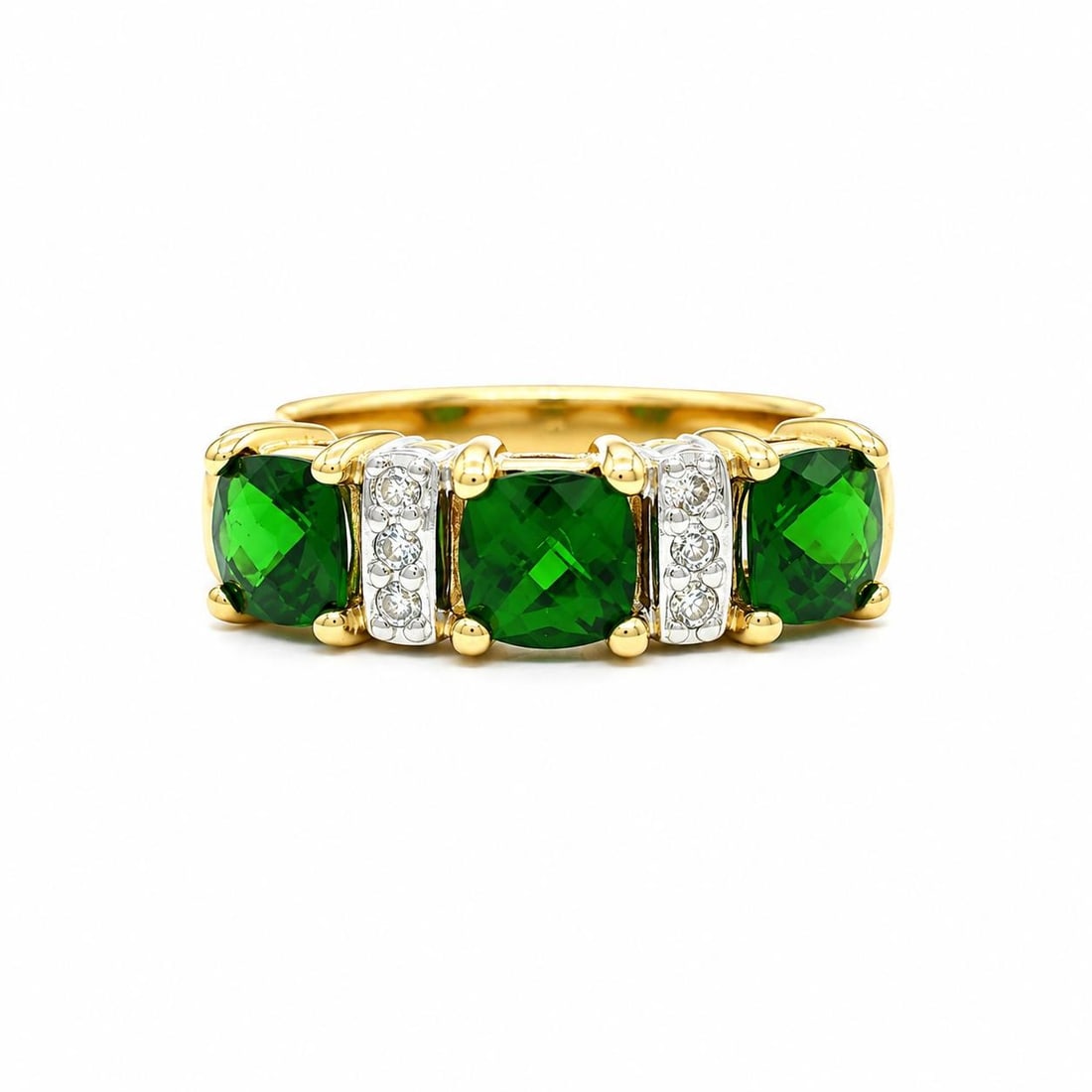 18k Yellow Gold Diopside Diamond Stack Ring Size 5.5 (1 of 13)