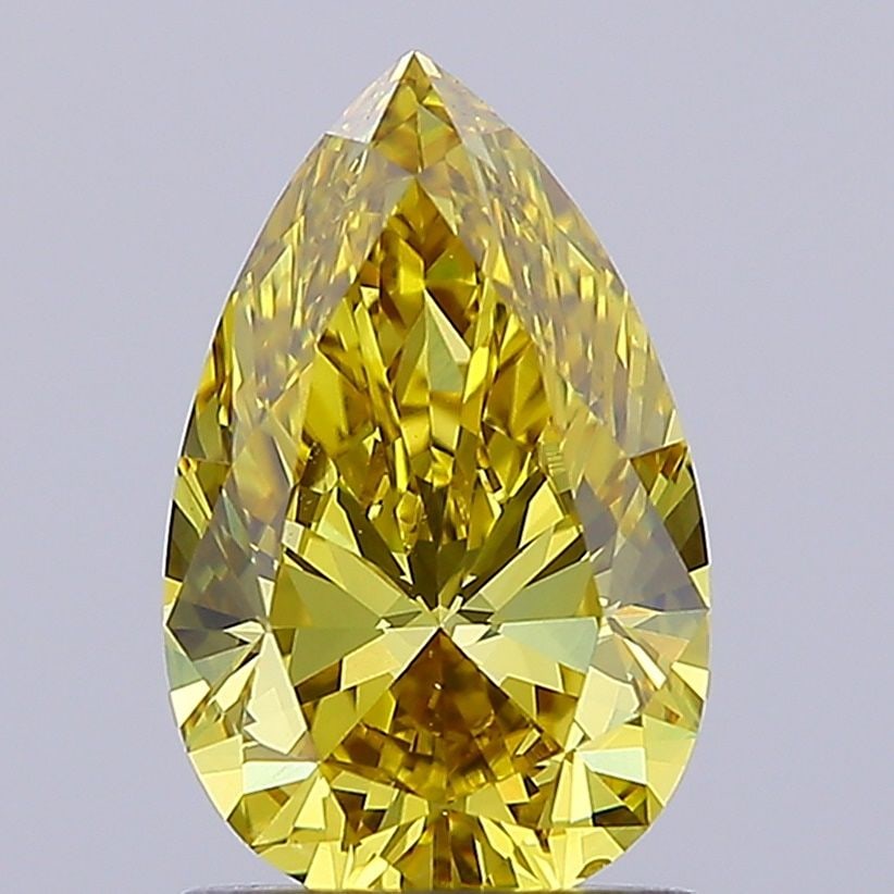 Loose Diamond - PEAR 1.53ct Fancy Vivid Yellow VS1: Loose Diamond - PEAR 1.53ct Fancy Vivid Yellow VS1 Source: This is a real non-mined Diamond that has been grown in a lab Shape: PEAR Carats: 1.53 Color: Fancy Vivid Yellow Certification: IGI Video: