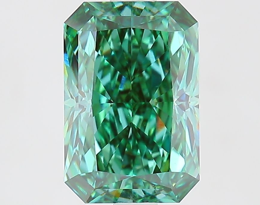 Loose Diamond - RADIANT 2.1ct Fancy Vivid Green VS1: Loose Diamond - RADIANT 2.1ct Fancy Vivid Green VS1 Source: This is a real non-mined Diamond that has been grown in a lab Shape: RADIANT Carats: 2.1 Color: Fancy Vivid Green Certification: IGI Video: