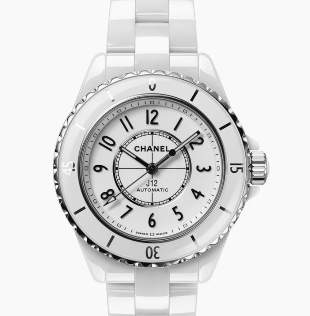 Chanel J12 Ladies Watch Ref. H5699 White Dial Ceramic Steel with Card: Chanel J12 Ladies Watch Ref. H5699 White Dial Ceramic Steel with Card Chanel J12 ladies watch with a white dial and a rotating ceramic and steel bezel. This piece is identified by reference H5699 and 