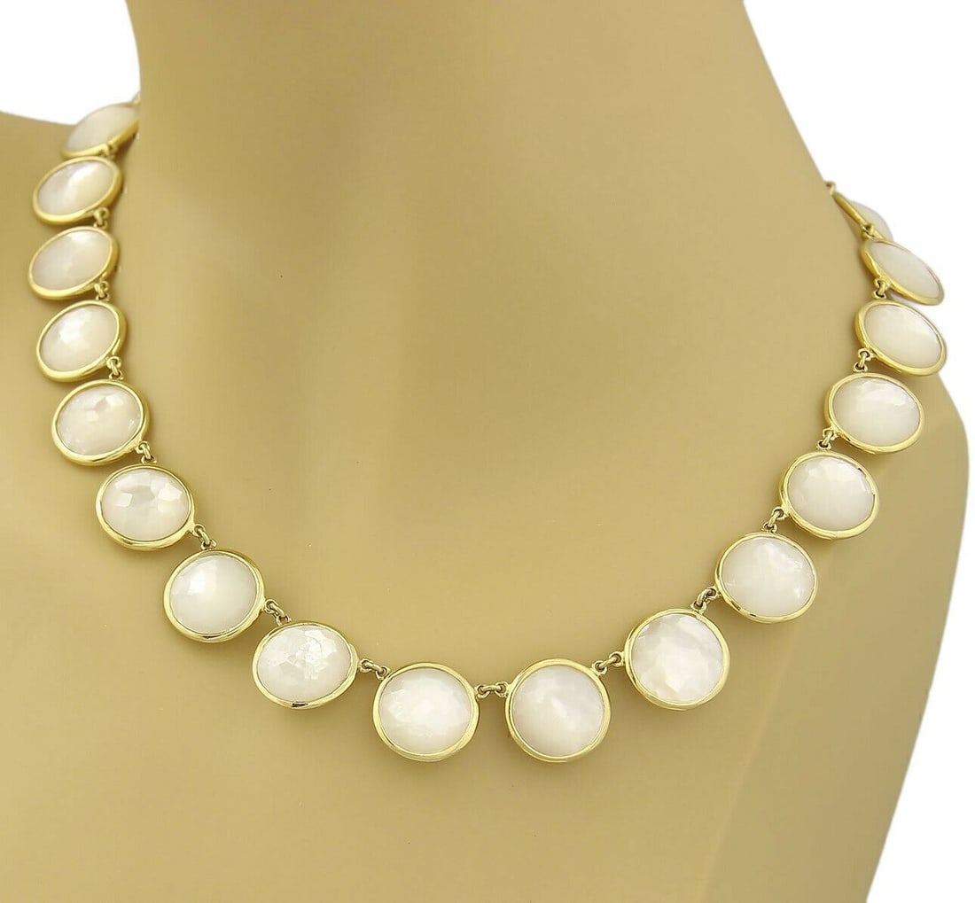 Ippolita Lollipop Rock Candy 18k Gold Mother of Pearl Station Necklace 16.5" (1 of 5)