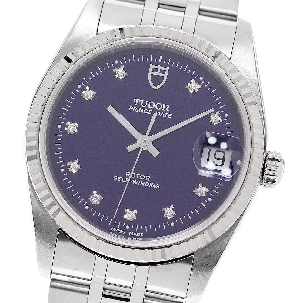 TUDOR Prince Date Ref 74034 Mens Automatic Watch WG Bezel: TUDOR Prince Date Ref 74034 Mens Automatic Watch WG Bezel TUDOR Prince Date men's wristwatch with automatic movement and date function. This reference 74034 features a navy dial and an SS/WG case with