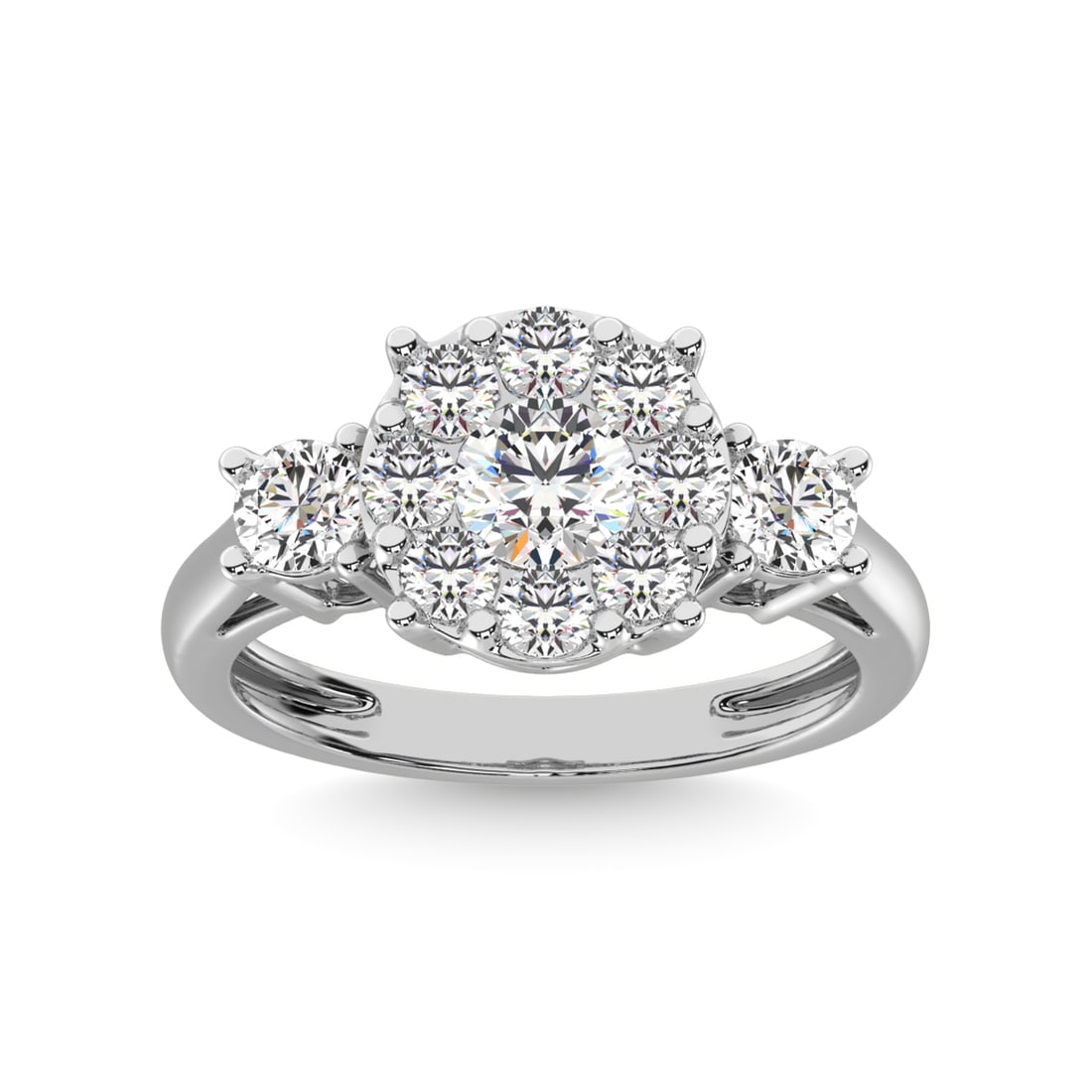 Diamond 1 1/2 Ct.tw Heart Three Stone Ring in 14K White Gold