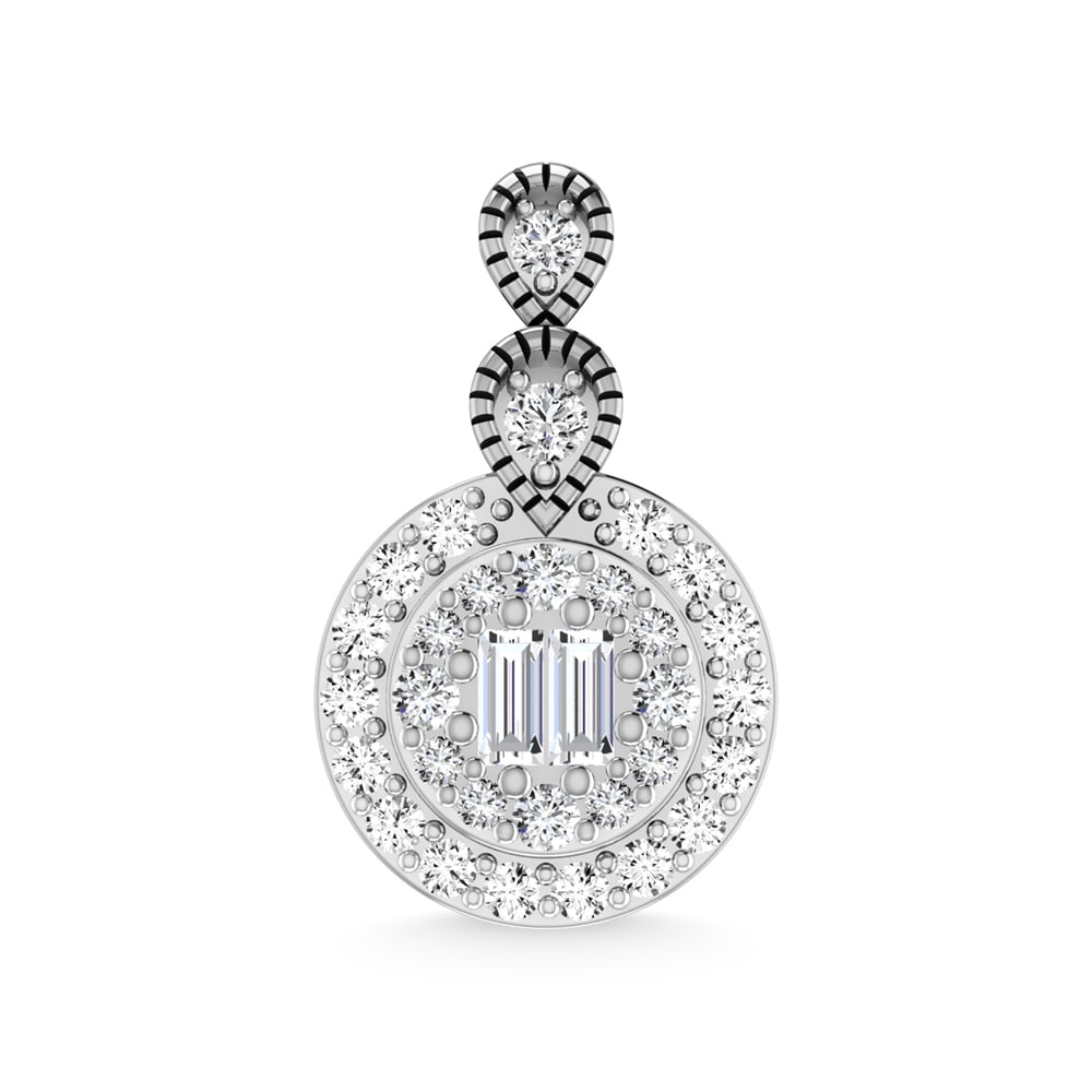 14K White Gold Diamond 1/5 Ct.Tw. Fashion Pendant: 14K White Gold Diamond 1/5 Ct.Tw. Fashion Pendant 14k White Gold Stone Color: G-h Stone Clarity: I2 Unless otherwise specified, pendants that include a chain are paired with our standard 18-inch lengt
