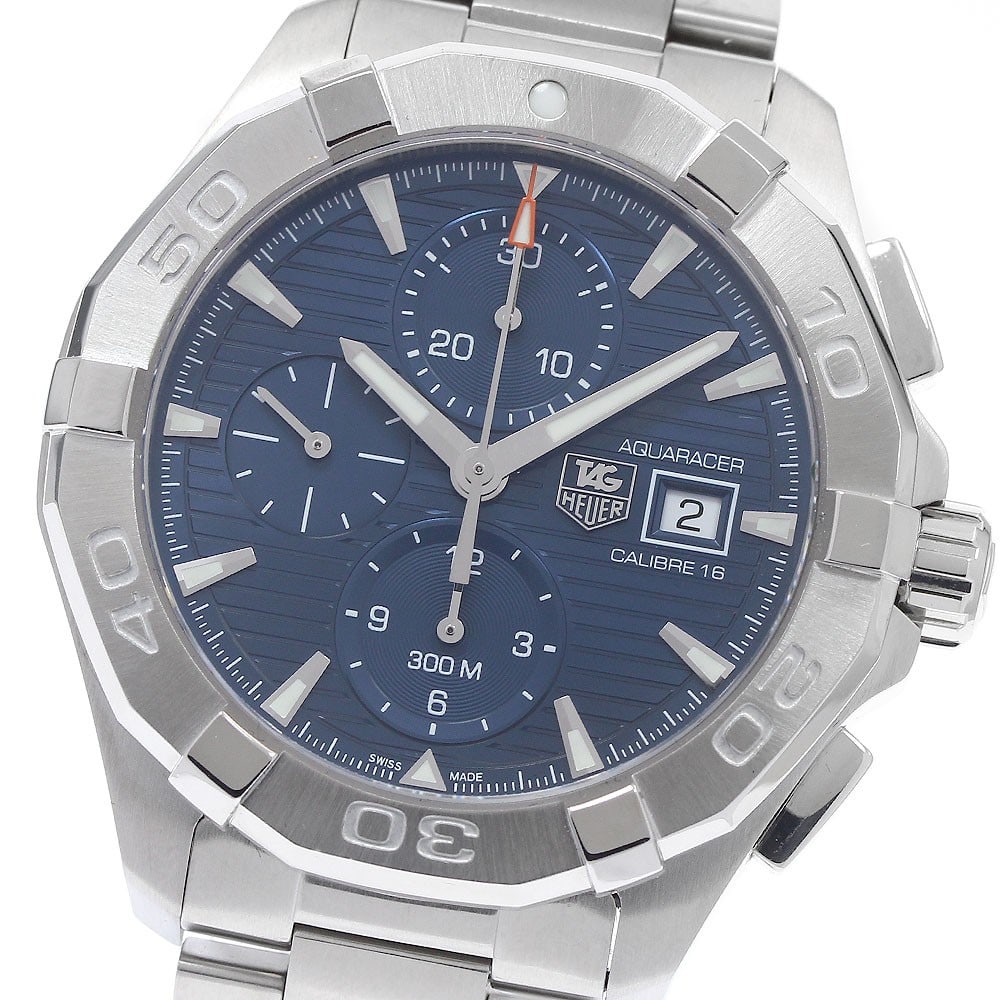 TAG Heuer Aquaracer CAY2112.BA0927 automatic chronograph mens wristwatch: TAG Heuer Aquaracer CAY2112.BA0927 automatic chronograph mens wristwatch TAG HEUER Aquaracer chronograph automatic men's wristwatch with a navy dial, stainless steel case, and stainless steel bracelet