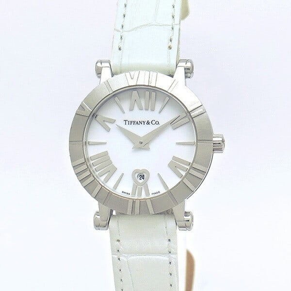 Tiffany Co Atlas Heart Date Women's Quartz Watch Z1300.11.11A20A71A: Tiffany Co Atlas Heart Date Women's Quartz Watch Z1300.11.11A20A71A Tiffany & Co. Atlas Heart Date ladies wristwatch inspired by the Atlas Clock design. This quartz model features a white dial with a