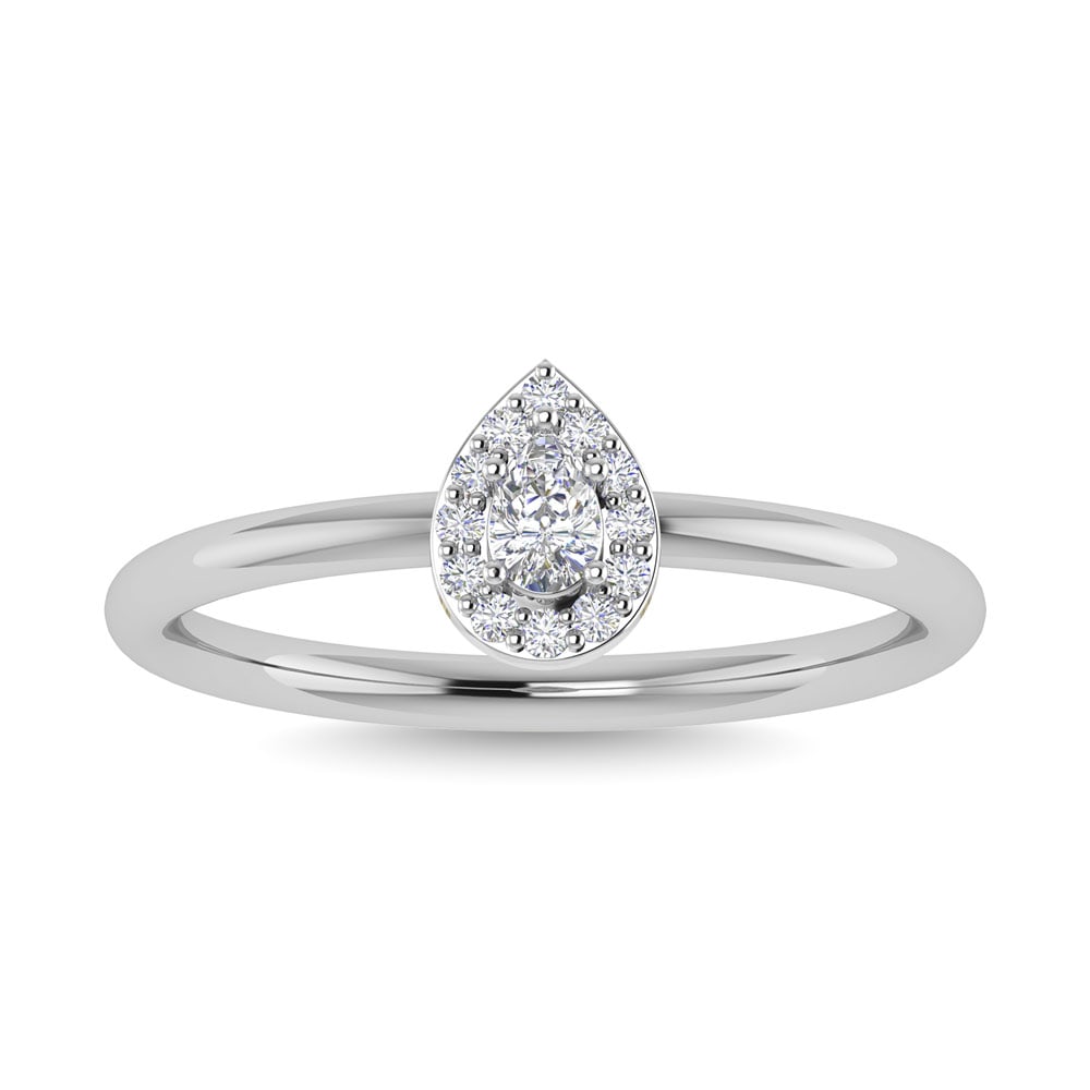 Diamond 1/6 Ct.Tw. Pear Cut Promise Ring in 14K White Gold: Diamond 1/6 Ct.Tw. Pear Cut Promise Ring in 14K White Gold Diamond 1/6 Ct.Tw. Pear Cut Promise Ring in 14K White Gold 14k White Gold Stone Color: G-h Stone Clarity: I1 Each ring is presented in standa