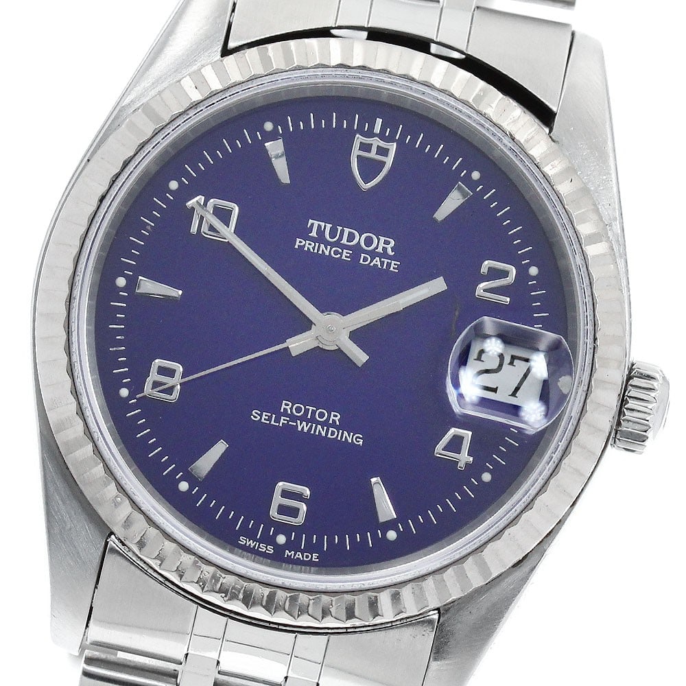 TUDOR Prince Date Ref 74034 Automatic Mens Wristwatch WG Bezel Blue Dial: TUDOR Prince Date Ref 74034 Automatic Mens Wristwatch WG Bezel Blue Dial TUDOR Prince Date men's wristwatch with automatic movement and date display. This watch features a blue dial and a stainless st