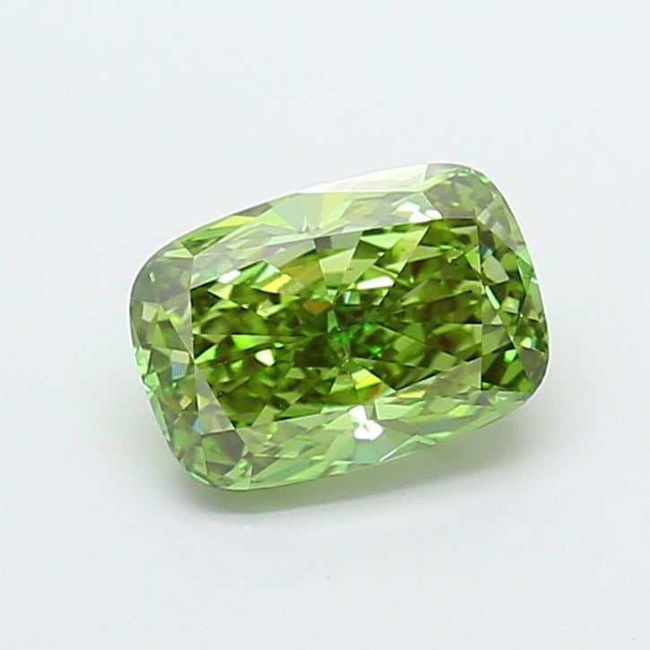 Loose Diamond - CUSHION MODIFIED 2.58ct Fancy Vivid Green VS2: Loose Diamond - CUSHION MODIFIED 2.58ct Fancy Vivid Green VS2 Source: This is a real non-mined Diamond that has been grown in a lab Shape: CUSHION MODIFIED Carats: 2.58 Color: Fancy Vivid Green Certif