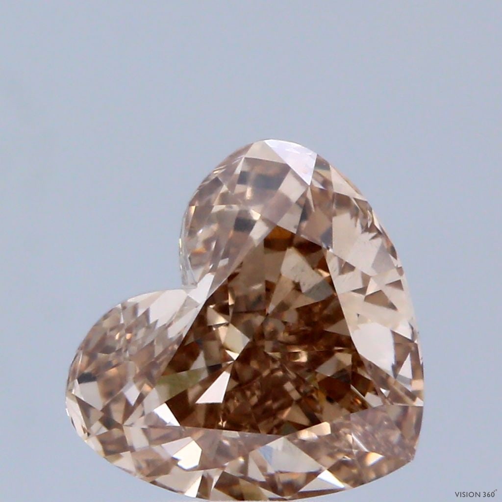 Loose Diamond - HEART 2.53ct Fancy Brown VS2: Loose Diamond - HEART 2.53ct Fancy Brown VS2 Source: This is a real non-mined Diamond that has been grown in a lab Shape: HEART Carats: 2.53 Color: Fancy Brown Certification: IGI Video: