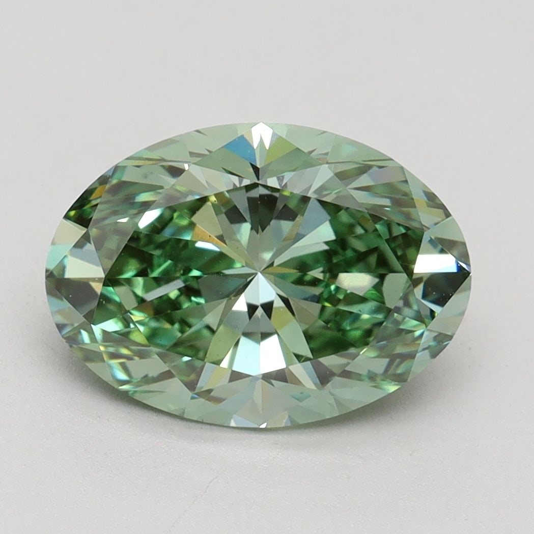 Loose Diamond - OVAL 3.01ct Fancy Vivid Green VS1: Loose Diamond - OVAL 3.01ct Fancy Vivid Green VS1 Source: This is a real non-mined Diamond that has been grown in a lab Shape: OVAL Carats: 3.01 Color: Fancy Vivid Green Certification: IGI Video: