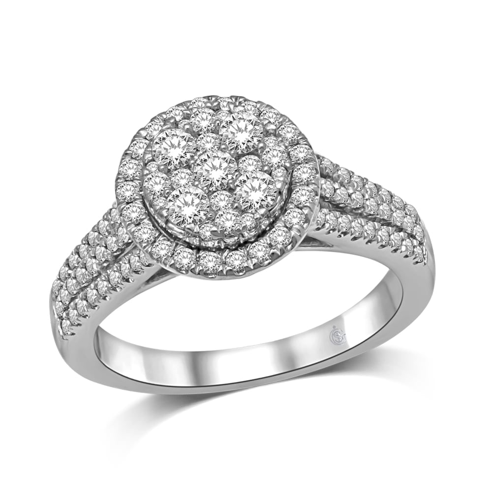 14K White Gold 9/10 Ct.Tw. Diamond Fashion Ring: 14K White Gold 9/10 Ct.Tw. Diamond Fashion Ring This Stunning Ring Is Available In 14K White Gold. There Are 97 Round Diamonds With A Total Carat Weight Of 9/10 Ct.Tw. Set In A Invisible Setting / Mic