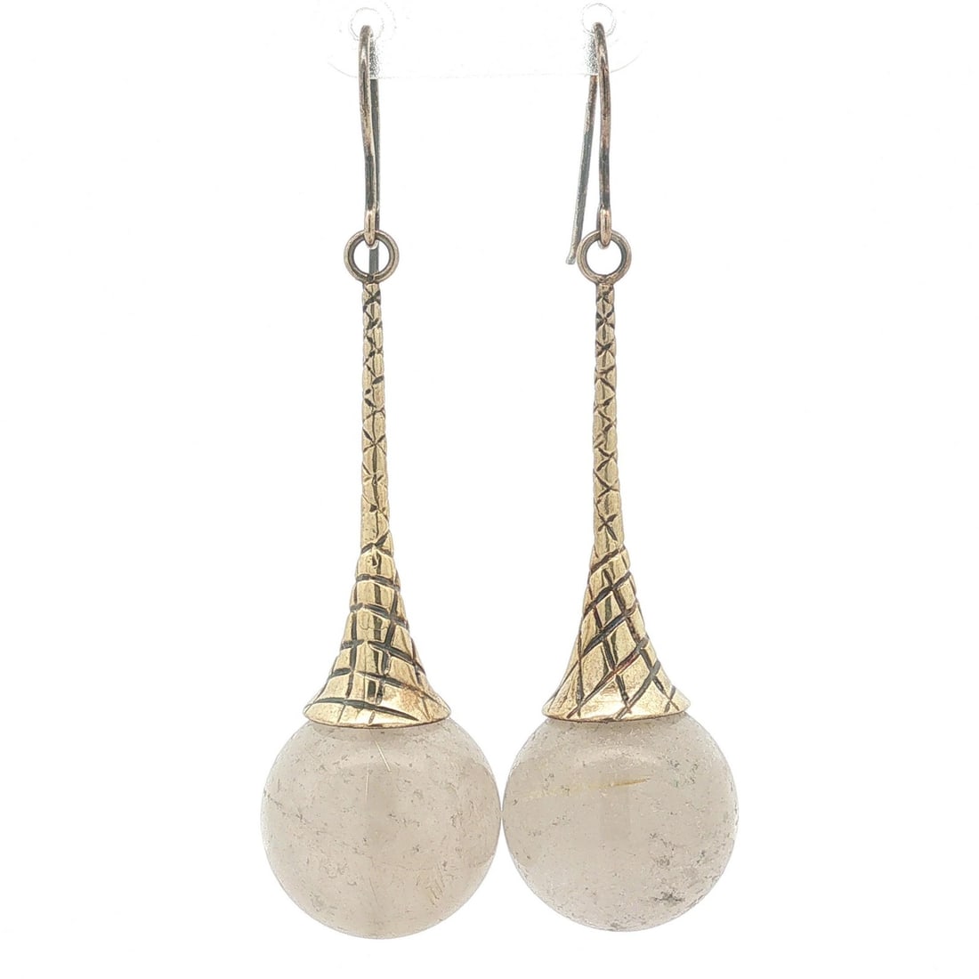 Rutilated Quartz Dangle Earrings Silver Hooks Gold Filled Beads (1 of 11)