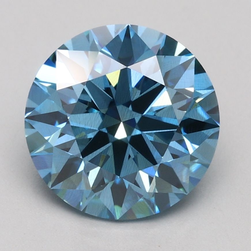 Ideal Loose Diamond - ROUND 2.06ct Fancy Vivid Blue SI2: Ideal Loose Diamond - ROUND 2.06ct Fancy Vivid Blue SI2 Source: This is a real non-mined Diamond that has been grown in a lab Shape: ROUND Carats: 2.06 Color: Fancy Vivid Blue Certification: IGI Video