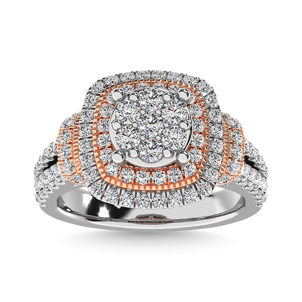 Diamond 1 1/2 Ct.Tw. Engagement Ring in 14K Two Tone Gold: Diamond 1 1/2 Ct.Tw. Engagement Ring in 14K Two Tone Gold 14k Two Tone Stone Color: G-h Stone Clarity: Si2 Each ring is presented in standard size 6.5. Complimentary resizing is available between size