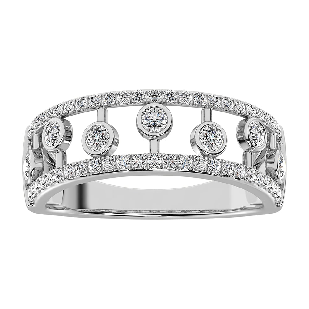 14K White Gold 1/2 Ct.Tw. Diamond Fashion Ring: 14K White Gold 1/2 Ct.Tw. Diamond Fashion Ring 14k White Gold Stone Color: G-h Stone Clarity: I1 Each ring is presented in standard size 6.5. Complimentary resizing is available between sizes 510 (in 