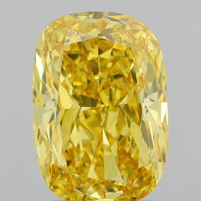 Loose Diamond - CUSHION MODIFIED 2.45ct Fancy Vivid Yellow VVS2: Loose Diamond - CUSHION MODIFIED 2.45ct Fancy Vivid Yellow VVS2 Source: This is a real non-mined Diamond that has been grown in a lab Shape: CUSHION MODIFIED Carats: 2.45 Color: Fancy Vivid Yellow Cer
