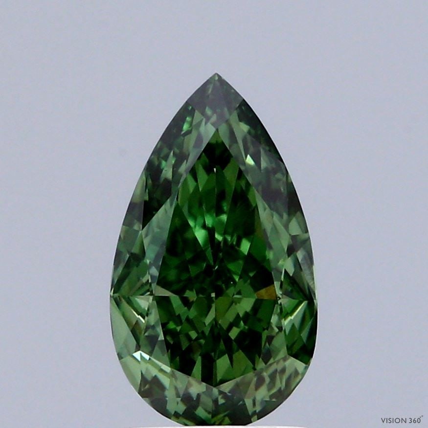 Loose Diamond - PEAR 2.03ct Fancy Vivid Green VVS2: Loose Diamond - PEAR 2.03ct Fancy Vivid Green VVS2 Source: This is a real non-mined Diamond that has been grown in a lab Shape: PEAR Carats: 2.03 Color: Fancy Vivid Green Certification: IGI Video: