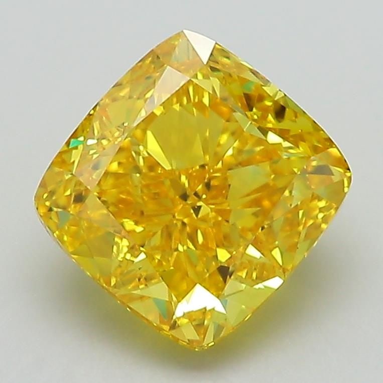 Loose Diamond - CUSHION MODIFIED 2.64ct Fancy Vivid Yellow VVS2: Loose Diamond - CUSHION MODIFIED 2.64ct Fancy Vivid Yellow VVS2 Source: This is a real non-mined Diamond that has been grown in a lab Shape: CUSHION MODIFIED Carats: 2.64 Color: Fancy Vivid Yellow Cer