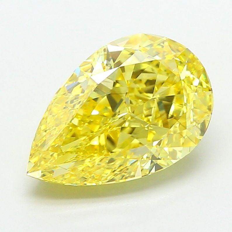 Loose Diamond - PEAR 3.56ct Fancy Vivid Yellow VS2: Loose Diamond - PEAR 3.56ct Fancy Vivid Yellow VS2 Source: This is a real non-mined Diamond that has been grown in a lab Shape: PEAR Carats: 3.56 Color: Fancy Vivid Yellow Certification: IGI Video: