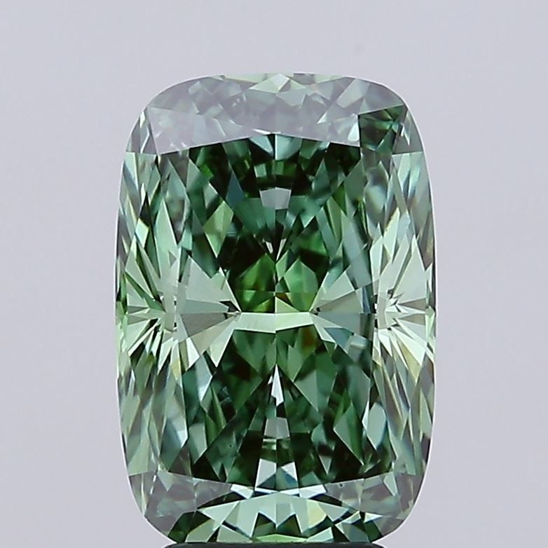 Loose Diamond - CUSHION MODIFIED 4.09ct Fancy Vivid Green VVS2: Loose Diamond - CUSHION MODIFIED 4.09ct Fancy Vivid Green VVS2 Source: This is a real non-mined Diamond that has been grown in a lab Shape: CUSHION MODIFIED Carats: 4.09 Color: Fancy Vivid Green Certi