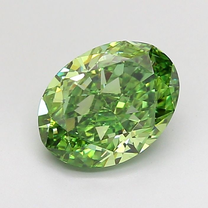 Loose Diamond - OVAL 1.59ct Fancy Vivid Green VS2: Loose Diamond - OVAL 1.59ct Fancy Vivid Green VS2 Source: This is a real non-mined Diamond that has been grown in a lab Shape: OVAL Carats: 1.59 Color: Fancy Vivid Green Certification: IGI Video: