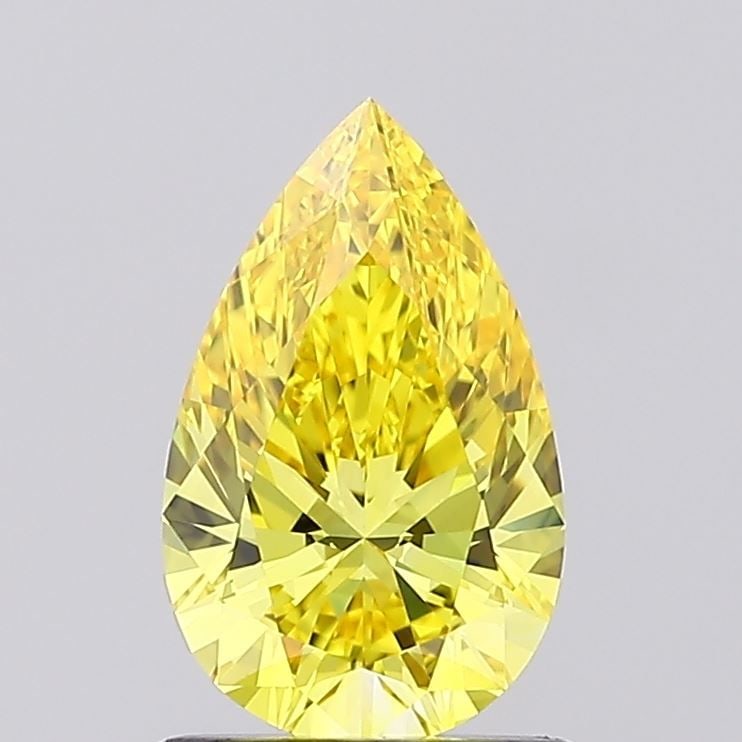 Loose Diamond - PEAR 1.02ct Fancy Vivid Yellow VVS2: Loose Diamond - PEAR 1.02ct Fancy Vivid Yellow VVS2 Source: This is a real non-mined Diamond that has been grown in a lab Shape: PEAR Carats: 1.02 Color: Fancy Vivid Yellow Certification: IGI Video: