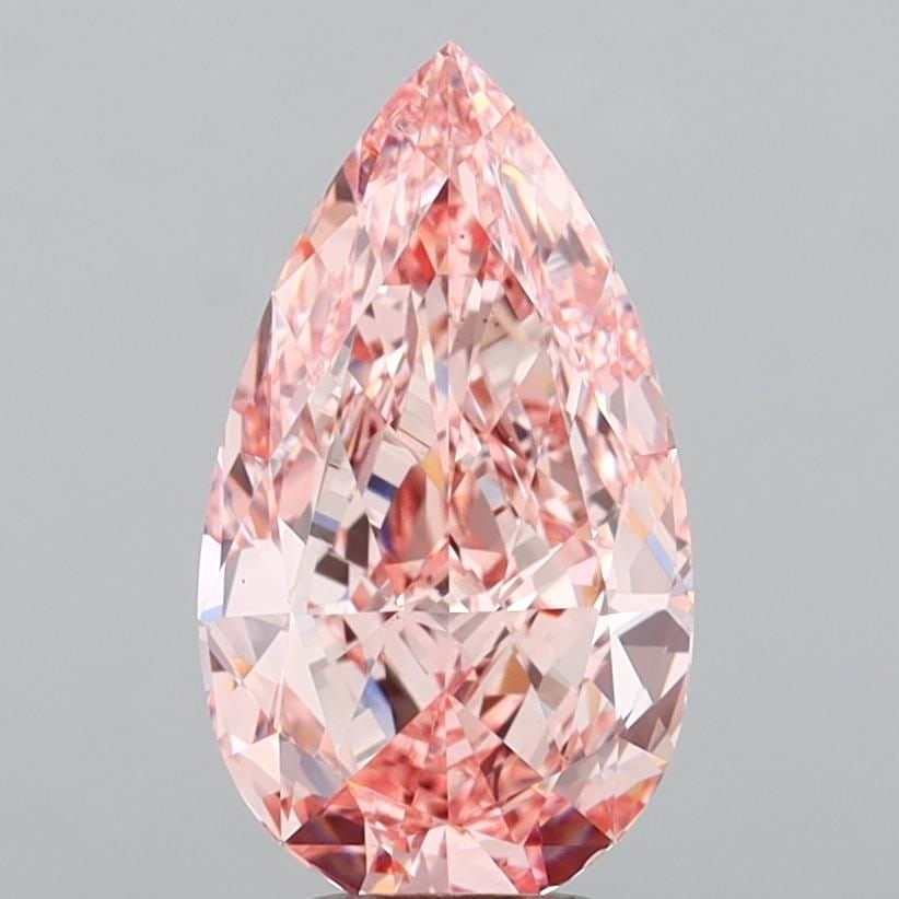 Loose Diamond - PEAR 4.5ct Fancy Vivid Pink VS1: Loose Diamond - PEAR 4.5ct Fancy Vivid Pink VS1 Source: This is a real non-mined Diamond that has been grown in a lab Shape: PEAR Carats: 4.5 Color: Fancy Vivid Pink Certification: IGI Video: