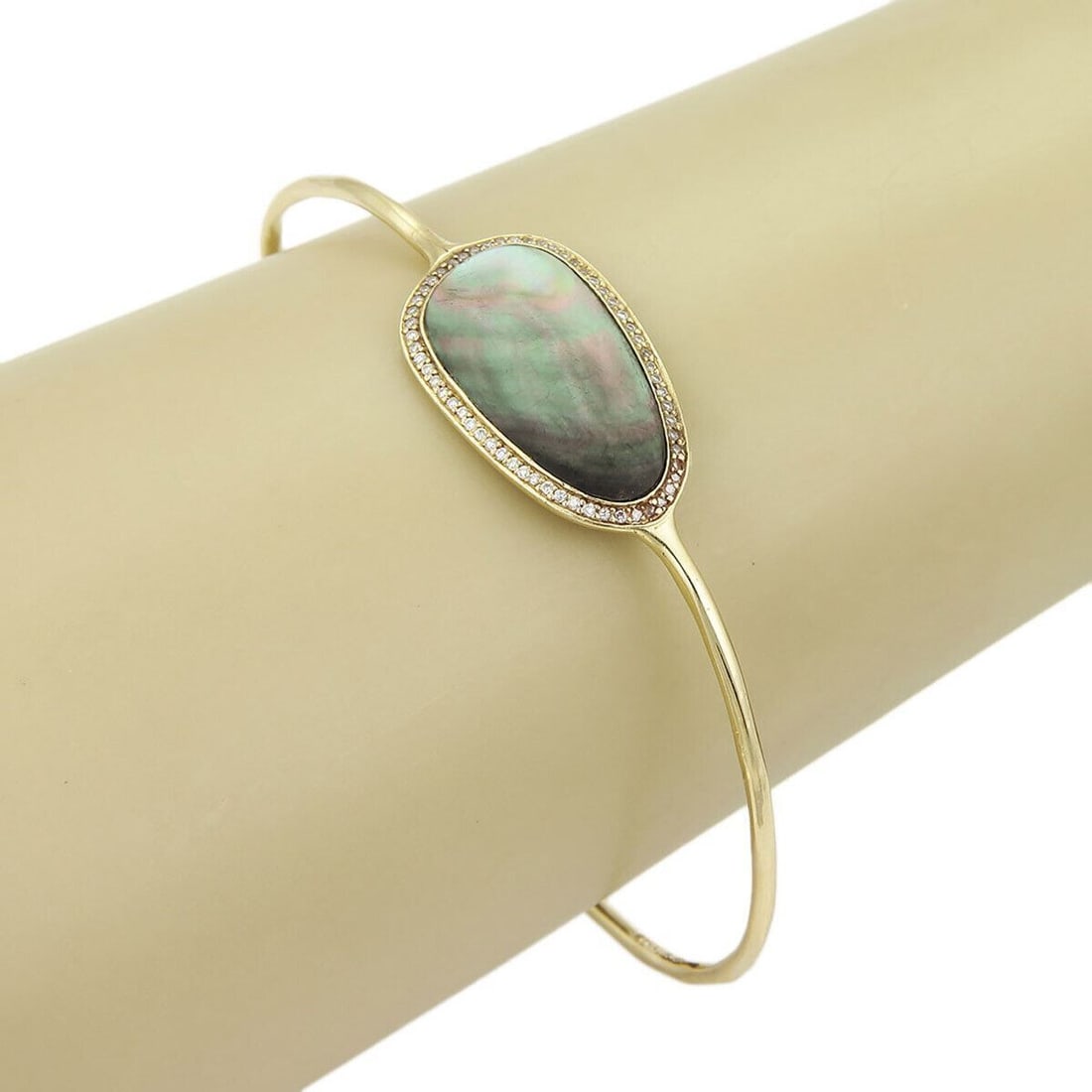 Ippolita Pebble Bangle Bracelet 18k Gold Abalone Diamond 7.5" (1 of 4)
