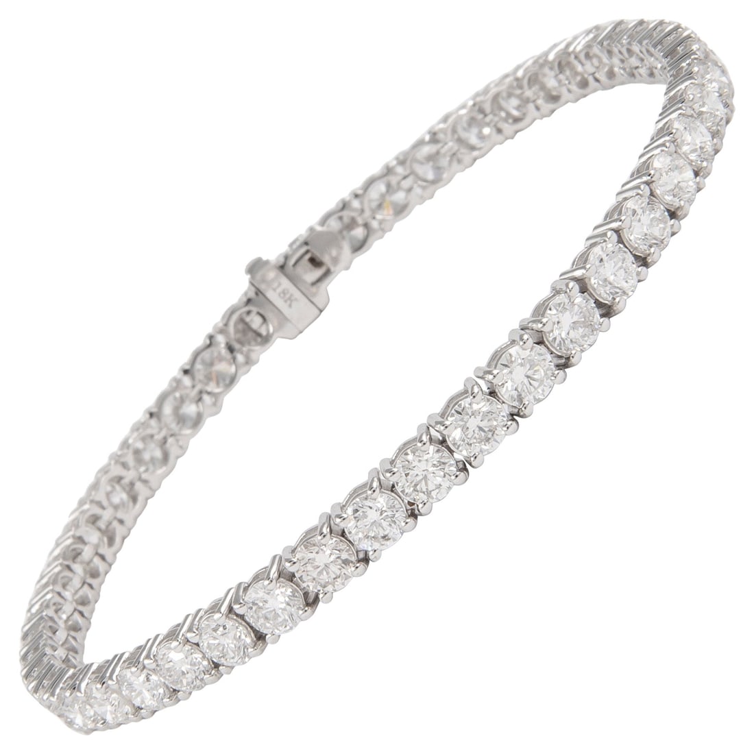 18k White Gold Diamond Tennis Bracelet 8.33ct D-F: 18k White Gold Diamond Tennis Bracelet 8.33ct D-F Diamond tennis bracelet set with 45 round brilliant diamonds totaling 8.33 ct, approximately D-F color and SI1 clarity, in a four-prong 18k white gold