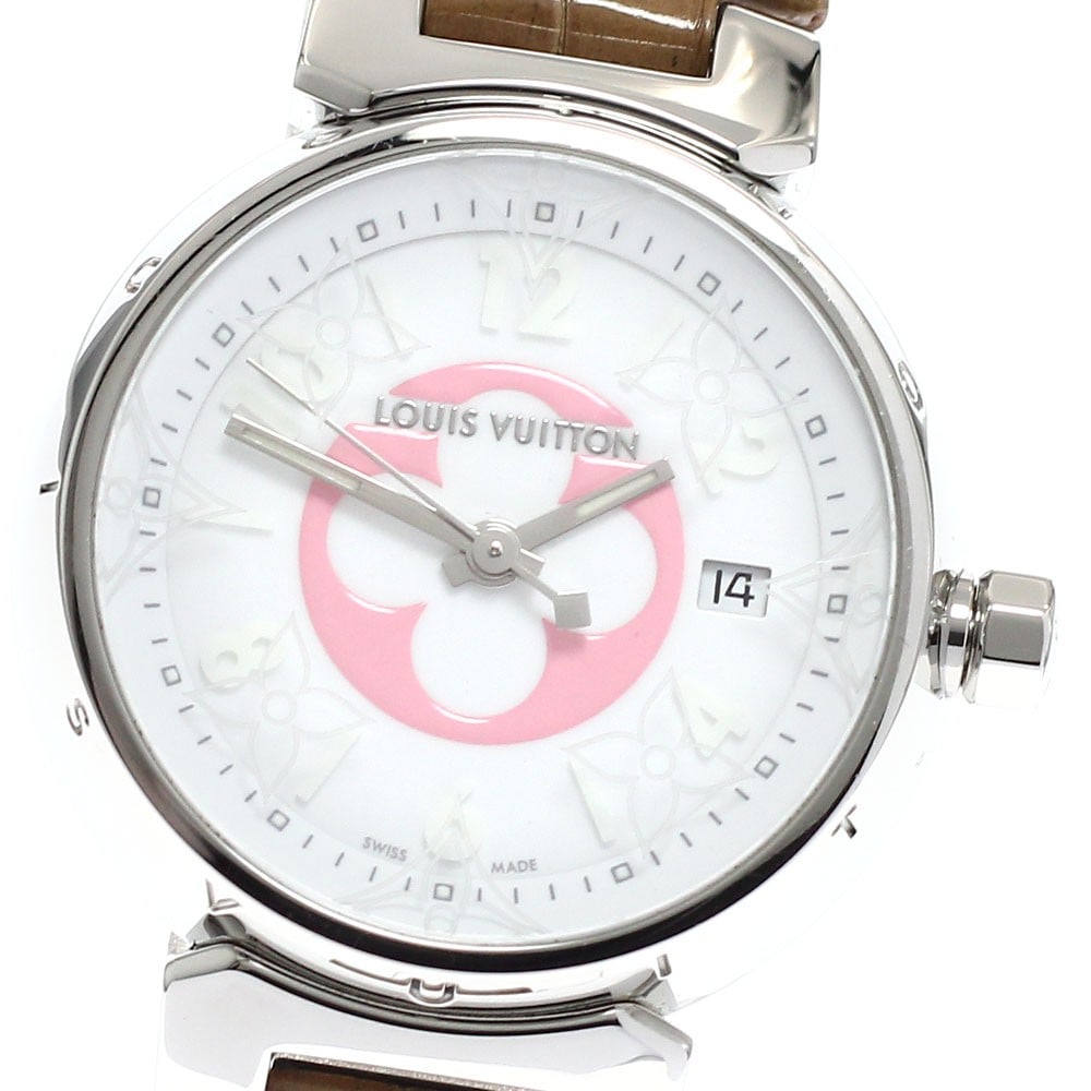 Louis Vuitton Tambour Damier Azur QA007 Women's Quartz Date Watch: Louis Vuitton Tambour Damier Azur QA007 Women's Quartz Date Watch Louis Vuitton Tambour Damier Azur women's wristwatch with quartz movement and date display. This Japan Limited Edition model features 