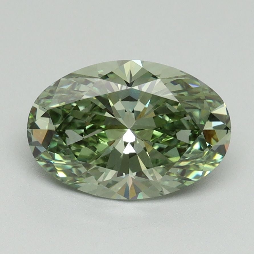Loose Diamond - OVAL 1.69ct Fancy Vivid Green VVS2: Loose Diamond - OVAL 1.69ct Fancy Vivid Green VVS2 Source: This is a real non-mined Diamond that has been grown in a lab Shape: OVAL Carats: 1.69 Color: Fancy Vivid Green Certification: IGI Video: