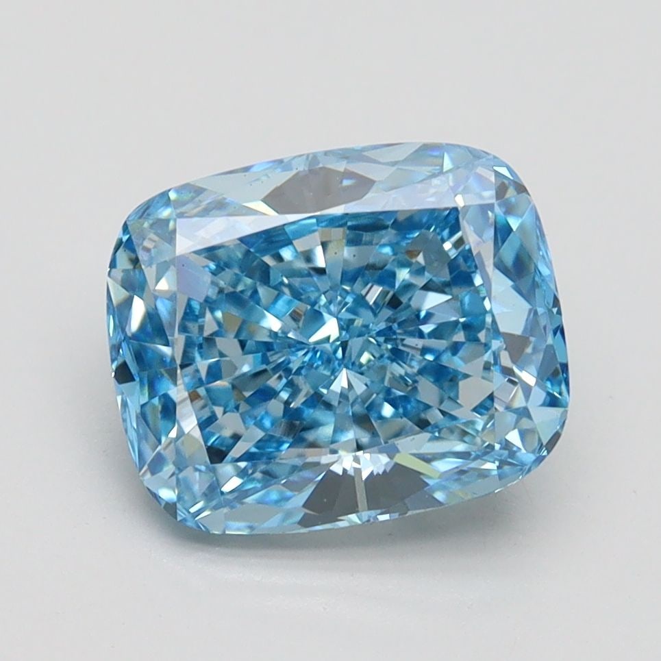 Loose Diamond - CUSHION BRILLIANT 2.35ct Fancy Vivid Blue VS1: Loose Diamond - CUSHION BRILLIANT 2.35ct Fancy Vivid Blue VS1 Source: This is a real non-mined Diamond that has been grown in a lab Shape: CUSHION BRILLIANT Carats: 2.35 Color: Fancy Vivid Blue Certif