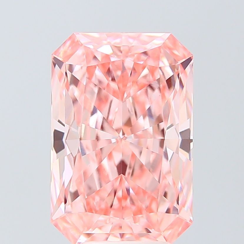 Loose Diamond - RADIANT 5.02ct Fancy Vivid Pink VVS2: Loose Diamond - RADIANT 5.02ct Fancy Vivid Pink VVS2 Source: This is a real non-mined Diamond that has been grown in a lab Shape: RADIANT Carats: 5.02 Color: Fancy Vivid Pink Certification: IGI Video: