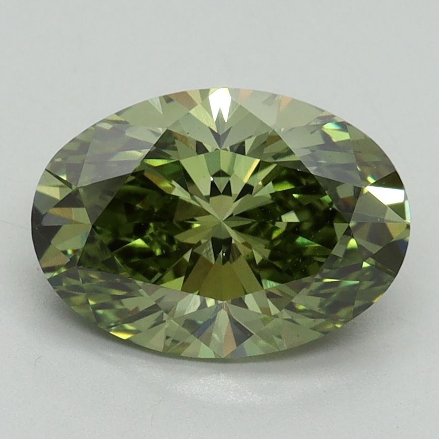 Loose Diamond - OVAL 2.17ct Fancy Vivid Green VS1: Loose Diamond - OVAL 2.17ct Fancy Vivid Green VS1 Source: This is a real non-mined Diamond that has been grown in a lab Shape: OVAL Carats: 2.17 Color: Fancy Vivid Green Certification: IGI Video: