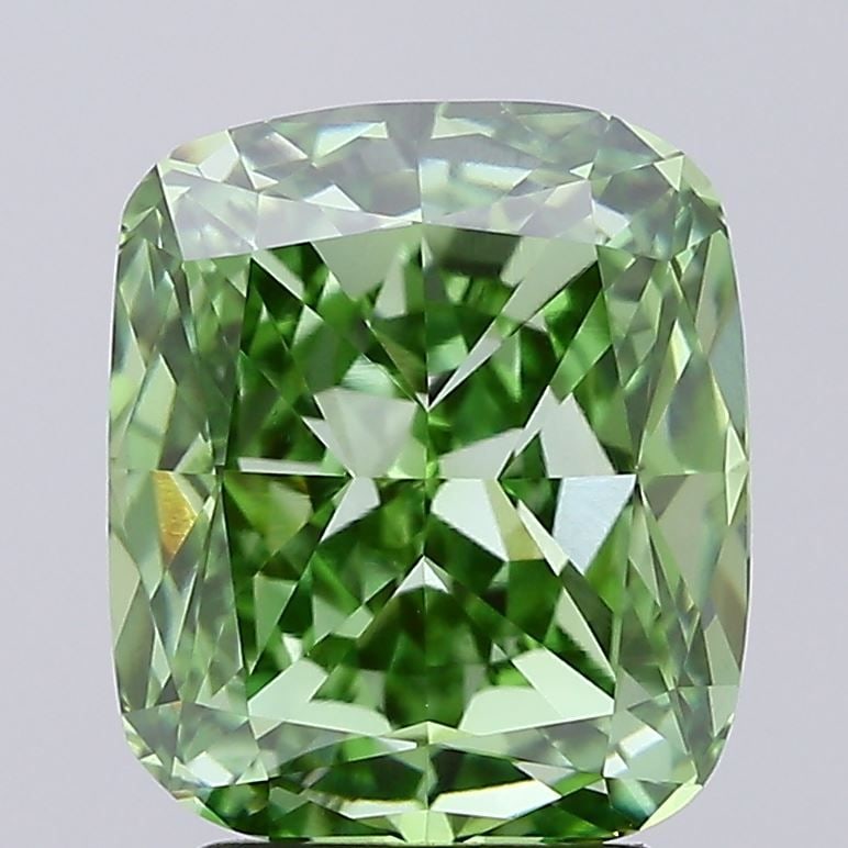 Loose Diamond - CUSHION MODIFIED 3.01ct Fancy Vivid Green VS2: Loose Diamond - CUSHION MODIFIED 3.01ct Fancy Vivid Green VS2 Source: This is a real non-mined Diamond that has been grown in a lab Shape: CUSHION MODIFIED Carats: 3.01 Color: Fancy Vivid Green Certif