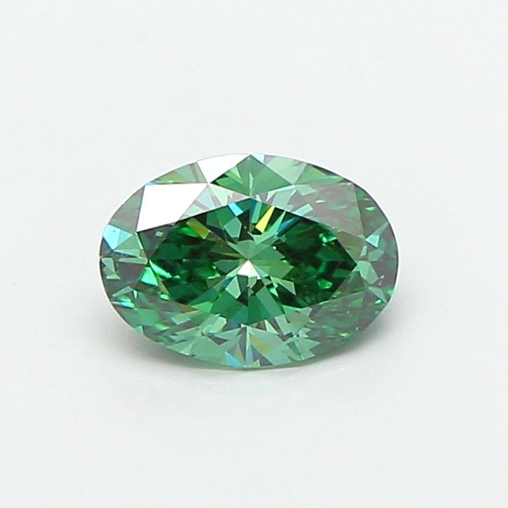 Loose Diamond - OVAL 0.81ct Fancy Vivid Green VVS2: Loose Diamond - OVAL 0.81ct Fancy Vivid Green VVS2 Source: This is a real non-mined Diamond that has been grown in a lab Shape: OVAL Carats: 0.81 Color: Fancy Vivid Green Certification: IGI Video: