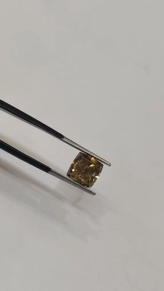 Loose Diamond - PRINCESS 3.02ct Fancy Deep Brownish Greenish Yellow (1 of 1)